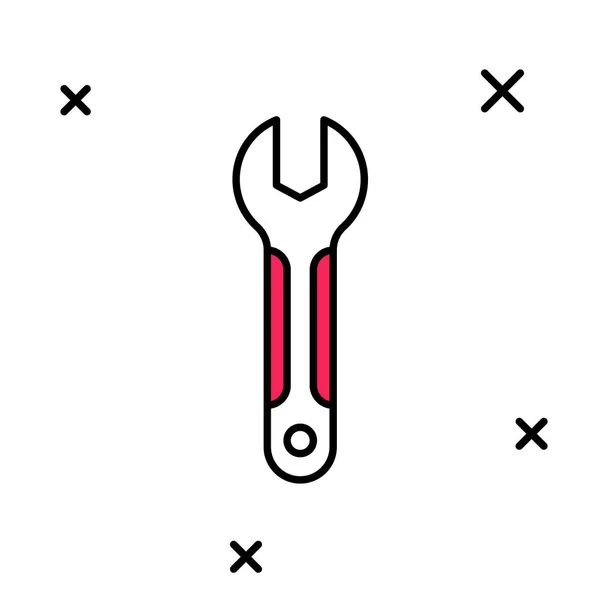 Gevulde omtrek Wrench moersleutel pictogram geïsoleerd op witte achtergrond. Spanner reparatie tool. symbool van het servicewerktuig. Vector — Stockvector