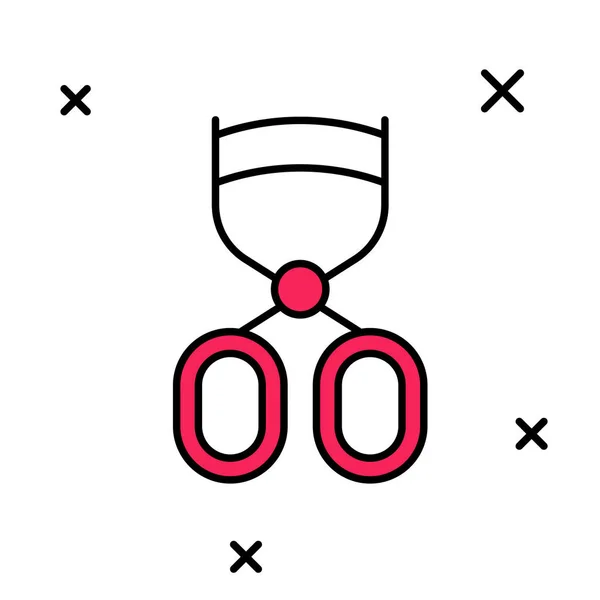 Gefüllte Umrisse Wimpernzange Symbol isoliert auf weißem Hintergrund. Makeup-Tool-Zeichen. Vektor — Stockvektor