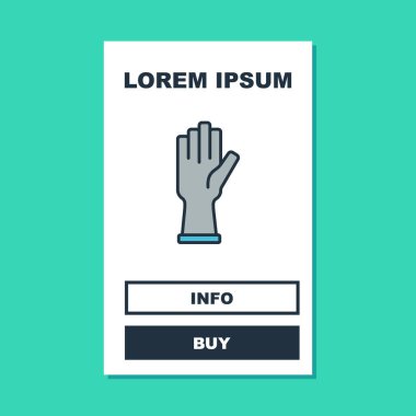 Doldurulmuş koruyucu eldiven ikonu turkuaz arka planda izole edilmiş. Vektör