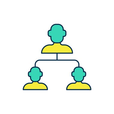 Doldurulmuş İş hiyerarşisi organizogram grafiği bilgi ikonu beyaz arkaplanda izole edildi. Kurumsal yapı grafik elementleri. Vektör