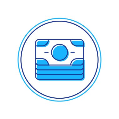 Doldurulmuş kağıt yığınları para para ikonu beyaz arka planda izole. Para desteleri. Para birimi. Vektör