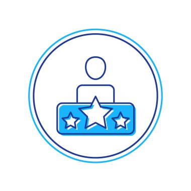 Doldurulmuş ana hatlı aktör yıldız simgesi beyaz arkaplanda izole edildi. Vektör