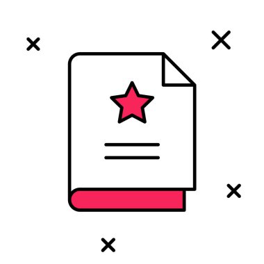 Beyaz arkaplanda izole edilmiş taslak senaryo simgesi. Sanat projeleri, filmler, tiyatrolar için senaryo okuma konsepti. Vektör