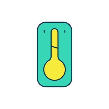 Beyaz arka planda izole kahve termometre ikonu var. Vektör