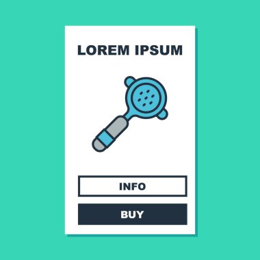 Doldurulmuş kahve filtresi tutacağı simgesi turkuaz arka planda izole edilmiş. Vektör