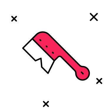 Doldurulmuş ana hatlı arıcılık fırçası simgesi beyaz arkaplanda izole edildi. Arı yetiştiricisinin aleti. Vektör