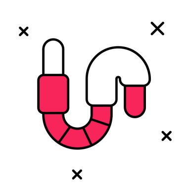 Doldurulmuş ana hatlı solucan simgesi beyaz arkaplanda izole edildi. Balık oltası. Vektör