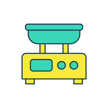 Doldurulmuş elektronik ölçek simgesi beyaz arkaplanda izole edildi. Ağırlık ölçüm aletleri. Vektör