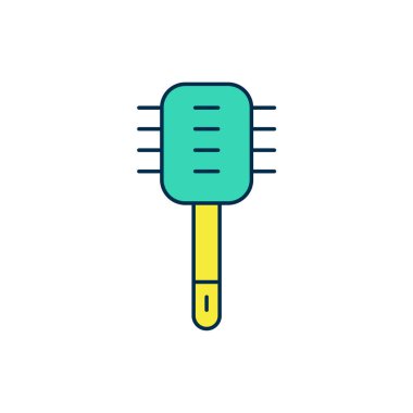 Doldurulmuş ana hatlı tuvalet fırçası simgesi beyaz arkaplanda izole edildi. Temizlik hizmeti konsepti. Vektör