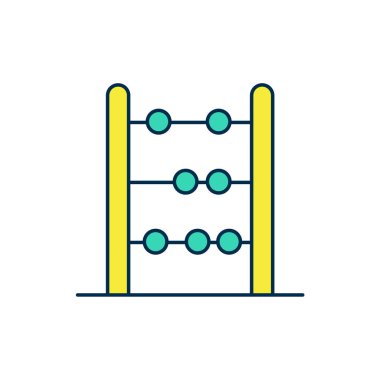 Beyaz arkaplanda izole edilmiş ana hatlı Abaküs simgesi. Geleneksel sayım çerçevesi. Eğitim işareti. Matematik okulu. Vektör