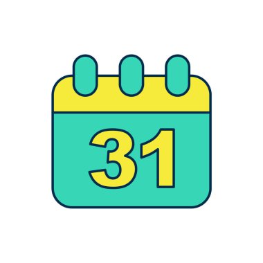 Beyaz arka planda izole edilmiş 31 Ekim tarihli ana hatlı takvim. Mutlu Cadılar Bayramı Partisi. Vektör