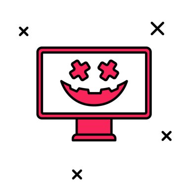 Beyaz arka planda izole edilmiş Mutlu Cadılar Bayramı simgesi. Vektör