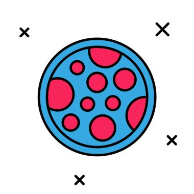 Beyaz arkaplanda izole edilmiş ana hatlı pizza simgesi. Fast food menüsü. Vektör