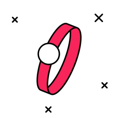 Doldurulmuş elmas nişan yüzüğü ikonu beyaz arka planda izole edilmiş. Vektör