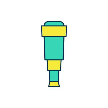 Doldurulmuş Spyglass teleskop mercek simgesi beyaz arkaplanda izole edildi. Denizci dürbünü. Vektör