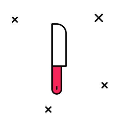 Doldurulmuş ana hatlı bıçak simgesi beyaz arkaplanda izole edildi. Çatal bıçak sembolü. Vektör