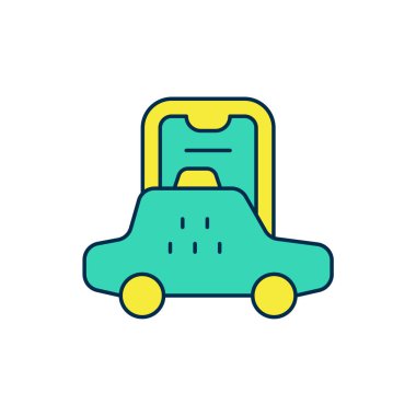 Doldurulmuş Taksi mobil uygulama simgesi beyaz arkaplanda izole edildi. Mobil uygulama taksisi. Vektör