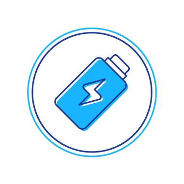 Doldurulmuş Batarya şarj seviyesi göstergesi simgesi beyaz arkaplanda izole edildi. Vektör