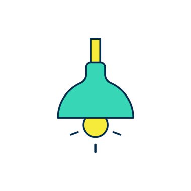 Doldurulmuş lamba asma simgesi beyaz arkaplanda izole edildi. Tavan lambası ampulü. Vektör