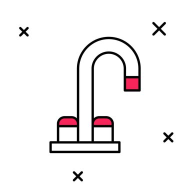 Doldurulmuş su musluğu simgesi beyaz arkaplanda izole edildi. Vektör