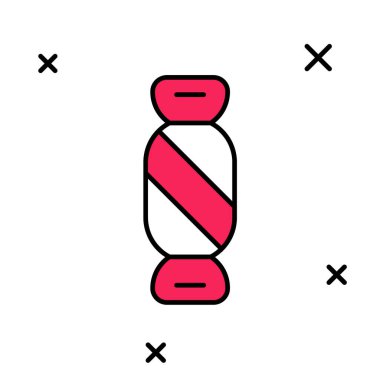 Şekerleme simgesi dolduruldu, beyaz arkaplanda izole edildi. Mutlu Cadılar Bayramı Partisi. Vektör