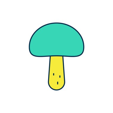 Beyaz arkaplanda izole edilmiş ana hatlı mantar ikonu. Vektör