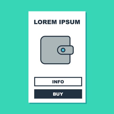 Doldurulmuş cüzdan simgesi turkuaz arka planda izole edildi. Çanta ikonu. Nakit tasarruf sembolü. Vektör