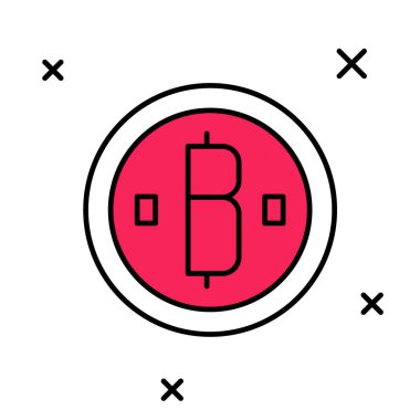 Beyaz arkaplanda izole edilmiş Kripto Para Simgesi Doldurulmuş. Madeni para. Engelleme zinciri tabanlı şifreli para birimi. Vektör