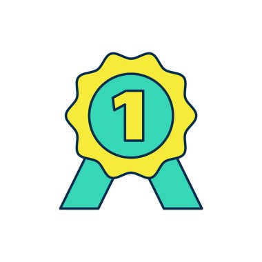 Doldurulmuş Madalya simgesi beyaz arkaplanda izole edildi. Kazanan sembol. Vektör