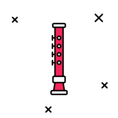 Doldurulmuş Flüt simgesi beyaz arkaplanda izole edildi. Müzik aleti. Vektör
