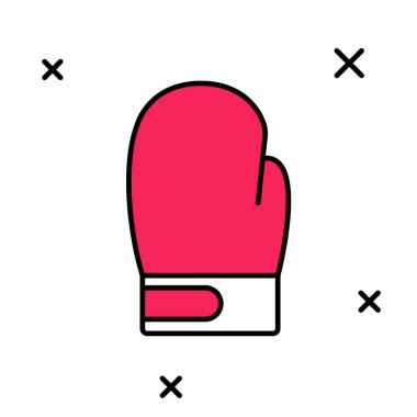 Doldurulmuş boks eldiveni simgesi beyaz arkaplanda izole edildi. Vektör