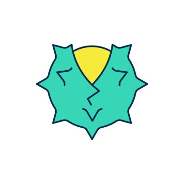 Doldurulmuş Kestane simgesi beyaz arkaplanda izole edildi. Dikenli ve sert kestane. Vektör