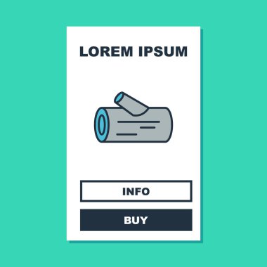 Doldurulmuş tahta logaritma simgesi turkuaz arka planda izole edildi. Yakacak odun yığını. Vektör