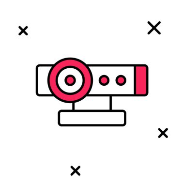 Doldurulmuş web kamera simgesi beyaz arkaplanda izole edildi. Sohbet kamerası. Web kamerası simgesi. Vektör