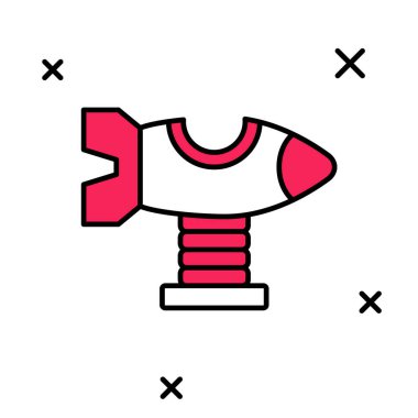 Beyaz arkaplanda izole edilmiş oyun alanı simgesindeki ana hatlı Swing düzlemi. Uçaklı atlıkarınca çocukları. Eğlence ikonu. Vektör