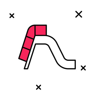 Doldurulmuş ana hatlı Slayt oyun alanı simgesi beyaz arkaplanda izole edildi. Çocuklar kayar. Vektör