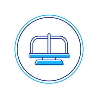 Beyaz arkaplanda izole edilmiş ana hatlı atlıkarınca simgesi. Eğlence parkı. Çocuklar için eğlence parkı, eğlence parkı. Vektör