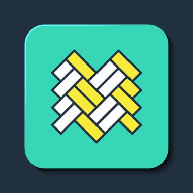 Doldurulmuş Parquet simgesi mavi arkaplanda izole edildi. Turkuaz kare düğme. Vektör