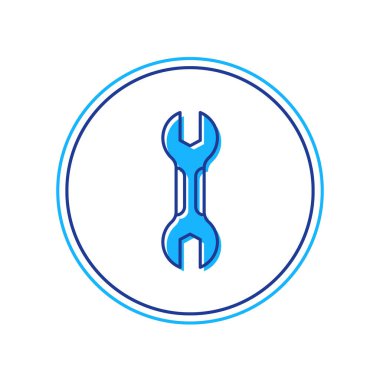 Doldurulmuş anahtar anahtarı simgesi beyaz arkaplanda izole edildi. Anahtar tamir aleti. Servis aracı sembolü. Vektör