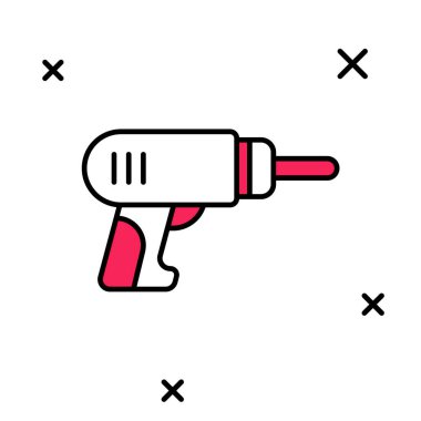 Doldurulmuş elektrik matkap simgesi beyaz arkaplanda izole edildi. Tamir aleti. Vektör