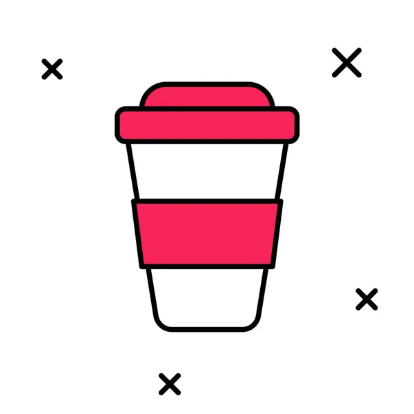 Wypełniony zarys filiżanka kawy, aby przejść ikonę izolowane na białym tle. Wektor — Wektor stockowy