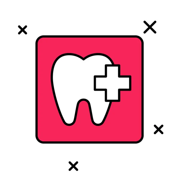 Gefüllte Umrisse Dental Clinic Standort-Symbol isoliert auf weißem Hintergrund. Vektor — Stockvektor