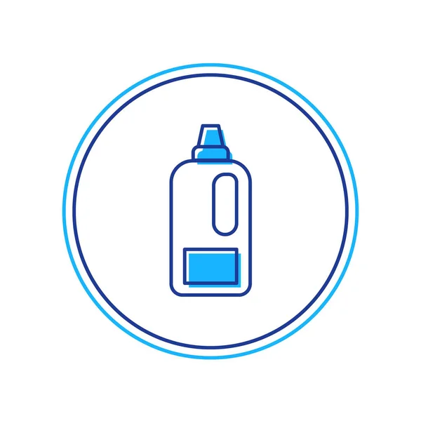 Wypełniony zarys Plastikowa butelka na detergent do prania, wybielacz, płyn do zmywania naczyń lub inna ikona środka czyszczącego izolowana na białym tle. Wektor — Wektor stockowy