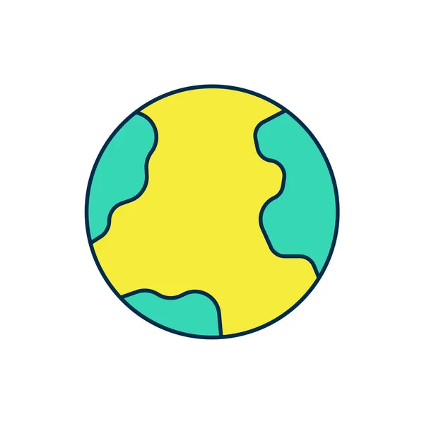 Esboço preenchido ícone globo terrestre isolado no fundo branco. Sinal do mundo ou da Terra. Símbolo global da Internet. Formas geométricas. Vetor — Vetor de Stock