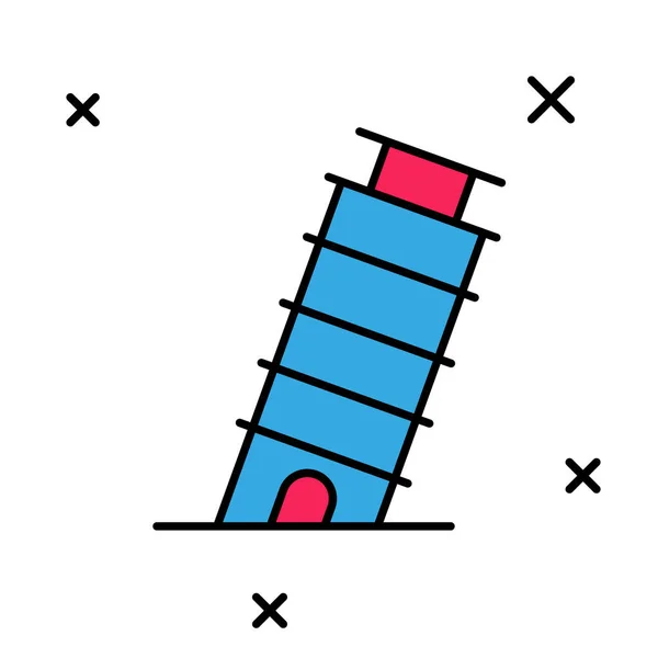 Esboço preenchido Torre inclinada no ícone de Pisa isolado no fundo branco. Símbolo Itália. Vetor — Vetor de Stock
