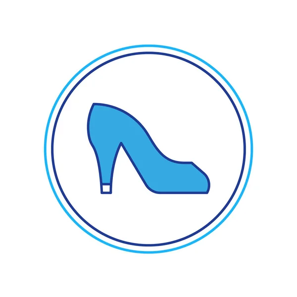 Kitöltött körvonal Női cipő magas sarkú ikon elszigetelt fehér háttér. Vektor — Stock Vector