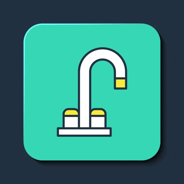 Filled outline Water tap icon isolated on blue background. Turquoise square button. Vector — 图库矢量图片