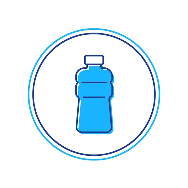 Gefüllte Umrisse Flasche mit Wassersymbol isoliert auf weißem Hintergrund. Soda Aqua Drink Zeichen. Vektor — Stockvektor