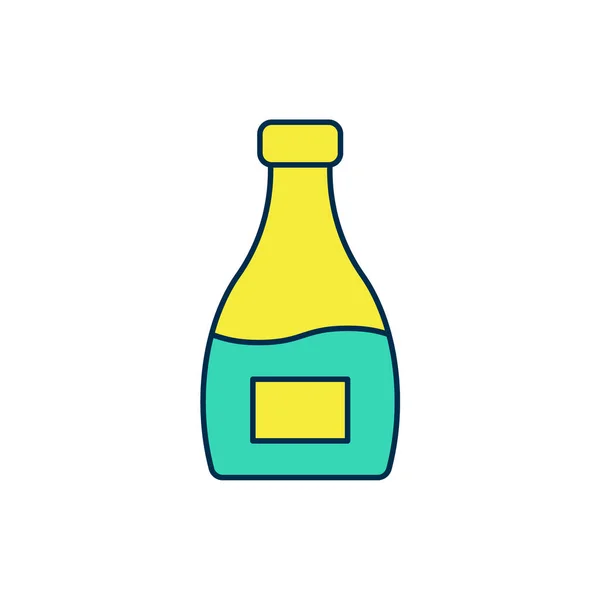 Esquema relleno icono de la botella de salsa aislado sobre fondo blanco. Botellas de ketchup, mostaza y mayonesa con salsa para comida rápida. Vector — Archivo Imágenes Vectoriales