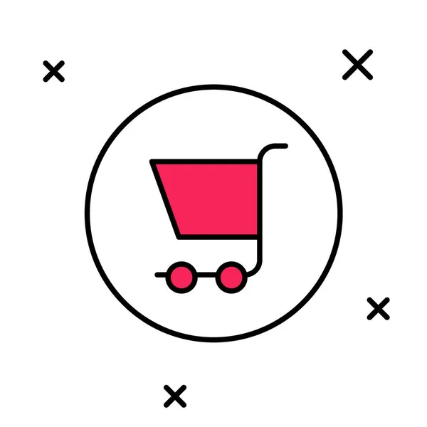 Gevulde omtrek Winkelwagen icoon geïsoleerd op witte achtergrond. Online kopen concept. Bezorging bord. Supermarkt mand symbool. Vector — Stockvector